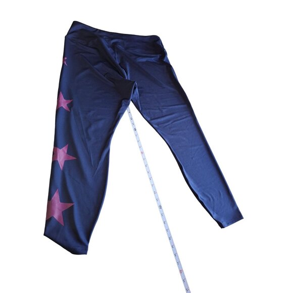 Crown & Ivy Cabana Star Print Leggings 2X Navy Pink Stretch Activewear Y2K - Picture 2 of 9